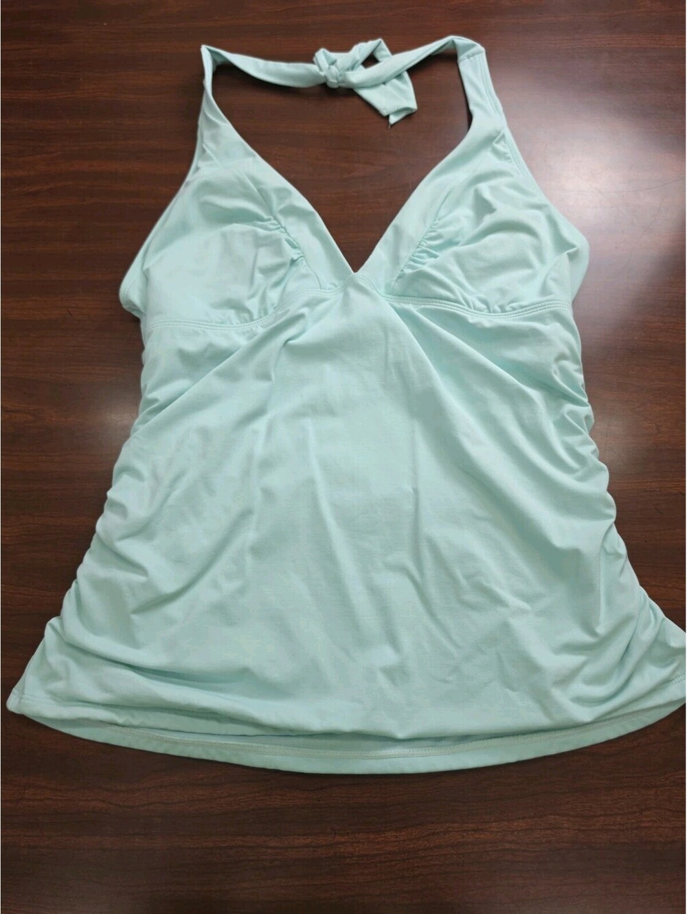 Athleta Shirrendipity Halter Tankini Swim Top Mint Green S Ruched Bathing Suit